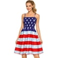thumbnail image 7 of HAPPY BAY Women's Summer 4th of July American USA Flag Smocked Mini Swing Beach Dress Tube Top Patriotic Dresses for Women One Size Crimson, Stars and Stripes, 7 of 7