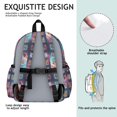 thumbnail image 5 of Multicolor Cat Head Purple Pattern Cute School Backpack with Padded Back and Adjustable Shoulder Straps 13.4"x11"x4.7", 5 of 5
