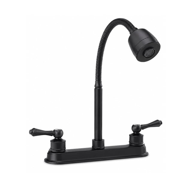 Mezcladora de Tarja ABS Negro Mate Total 2 Manijas Vintage Garza Flexible Orientable Única en Negro Presión Baja Maxims