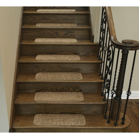 Ottomanson Comfort Collection Soft Solid Non-Slip Shag Carpet Stair Treads, 7 Pack, 9" x 26 