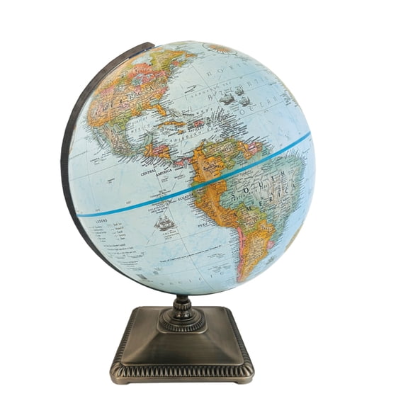 12 Inch Desktop World Globe with Stand, English World Map Educational Geography Globe for Classroom, Office Desk & Home Decor