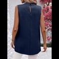 thumbnail image 4 of Camisetas Sin Mangas Informales de Negocios para Mujer, Atuendos de Verano Sin Mangas, Camisas de Trabajo Elegantes y de Moda de 2025. Azul Oscuro L, 4 of 8