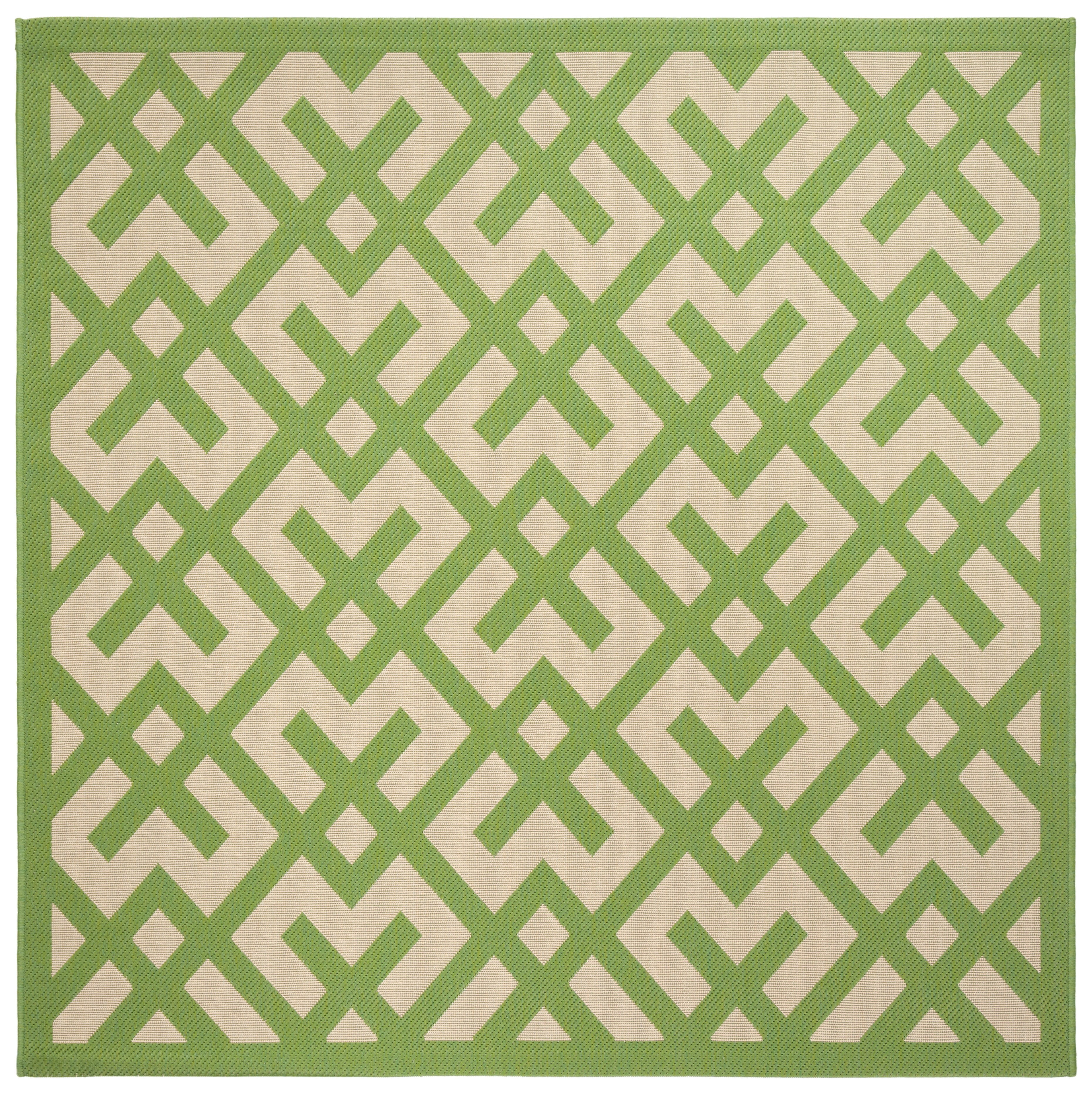 Safavieh Courtyard Alvin Geometric Indoor/Outdoor Area Rug, Beige/Green, 6'7" x 6'7" Square