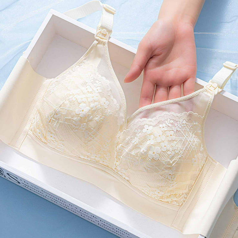 Women's Casual Ultra-thin Lace Bra without Steel Ring Breast Feeding Bra  Plus Size Comfy Lace Floral Sleepy Nursing Bras 