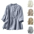 thumbnail image 1 of QIPOPIQ Hauts en Lin pour Femmes Chemises d'Été Décontractées Tunique Jacquard Blouse Liquidation, 1 of 9