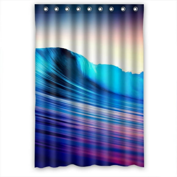YUSDECOR Blue Rolling Waves Shower Curtain Polyester Fabric Bathroom Shower Curtain 48x72 inches