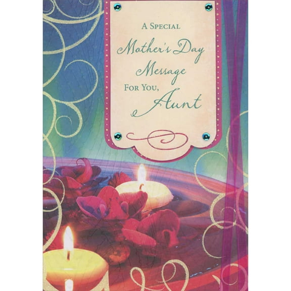 Designer Greetings A Special Message 3D Die Cut Banner Over Red Flowers and Candles Close Up Photo Hand Decorated Mother's Day Card for Aunt