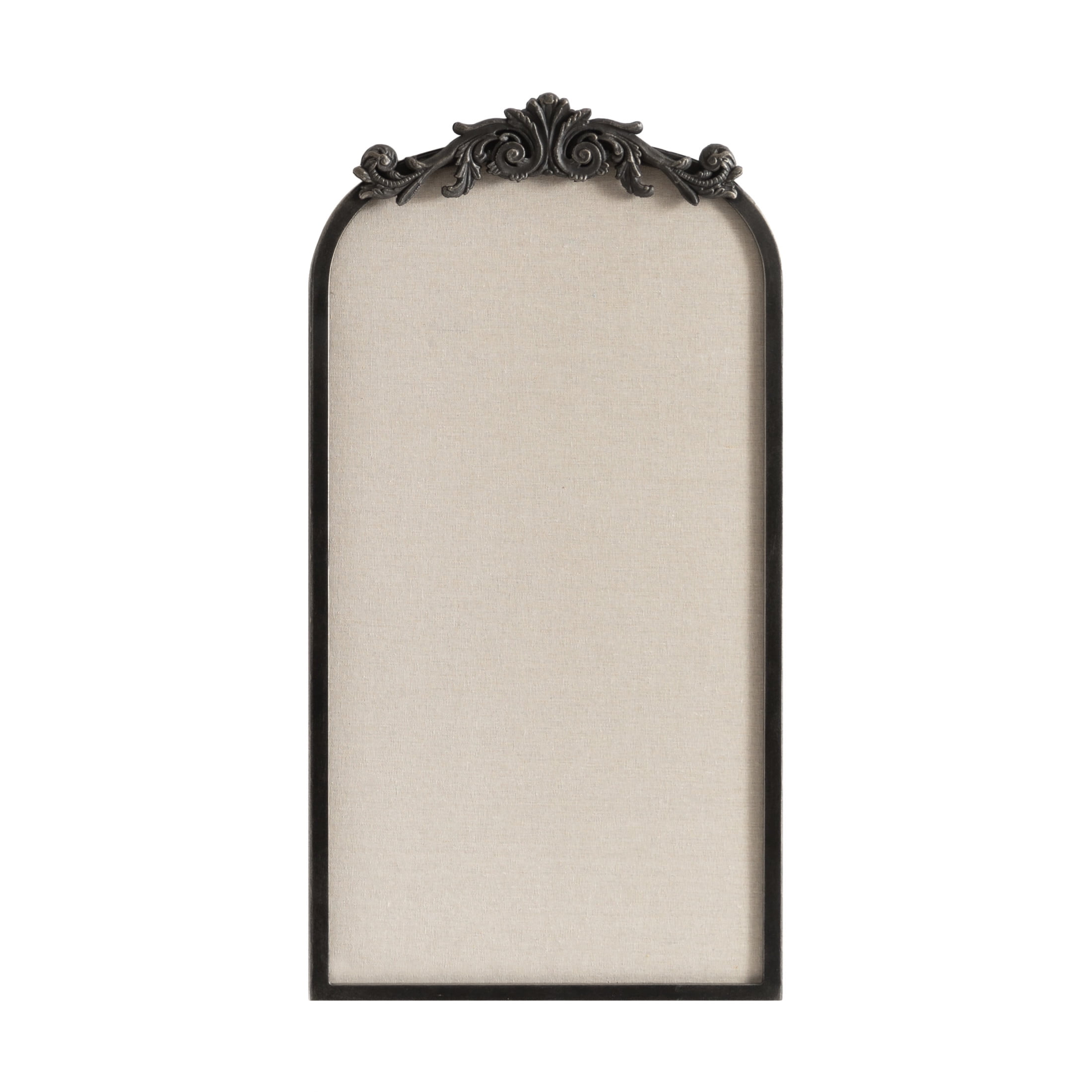 Kate and Laurel Arendahl Arch Pinboard, 13 x 25, Black, Framed Arched Ornate Vintage Cork Board for Use as Motivational Vision Board or Wall Organizer