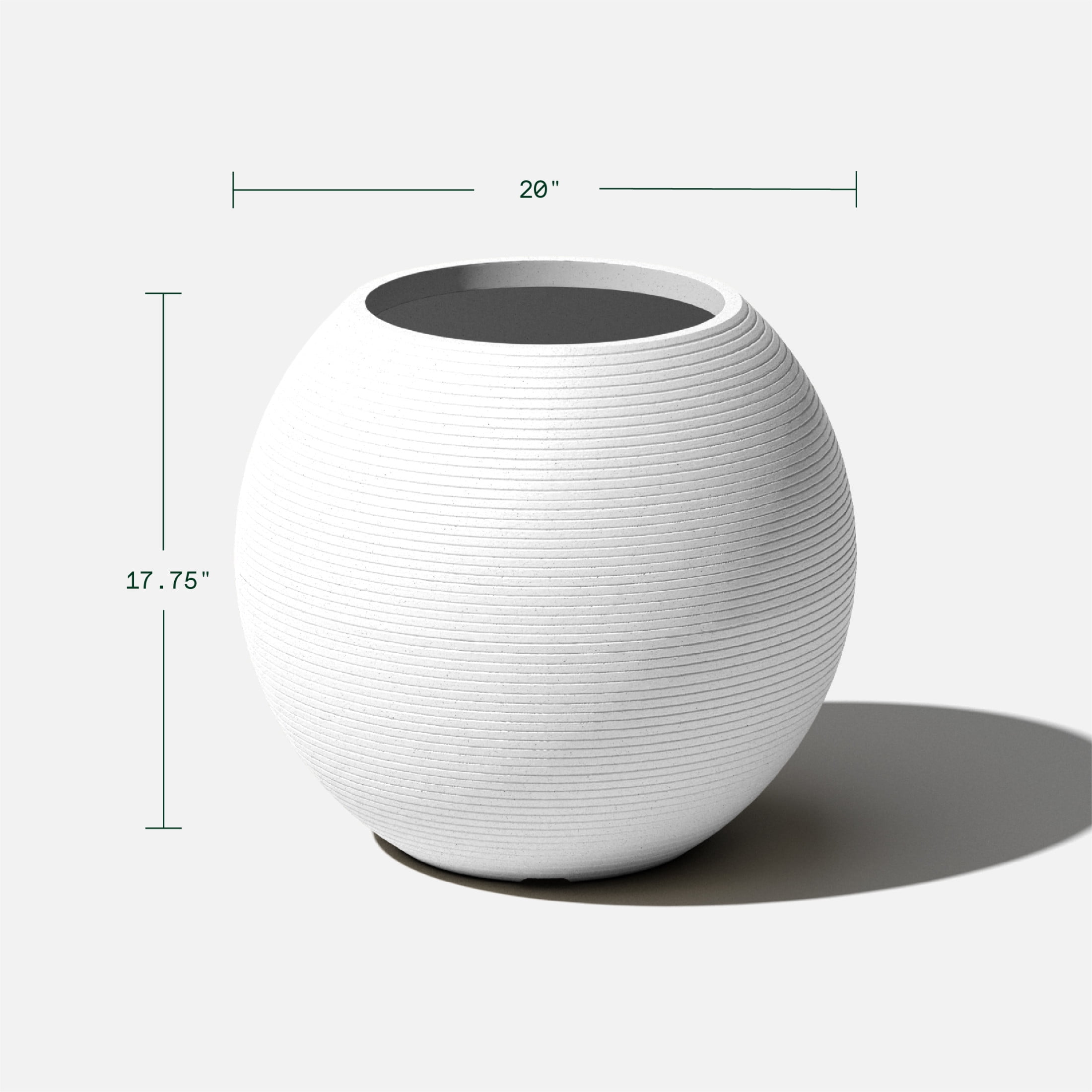 Veradek Strata Series Sphere Plastic-Stone Round Planter - White, 2 Pack