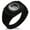 Black, variant on Stainless Steel Sun & Moon Yin Yang CZ Ribbed Needle Stripe Pattern Biker Style Polished Ring