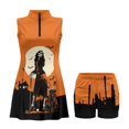 thumbnail image 5 of Yuyamidu Funny Skeleton Womens Tennis Dress with Built in Shorts Orange Halloween 1/4 Zip Collar Short Dress with Pockets Athletic Sleeveless Golf Outfits for Women, 5 of 8