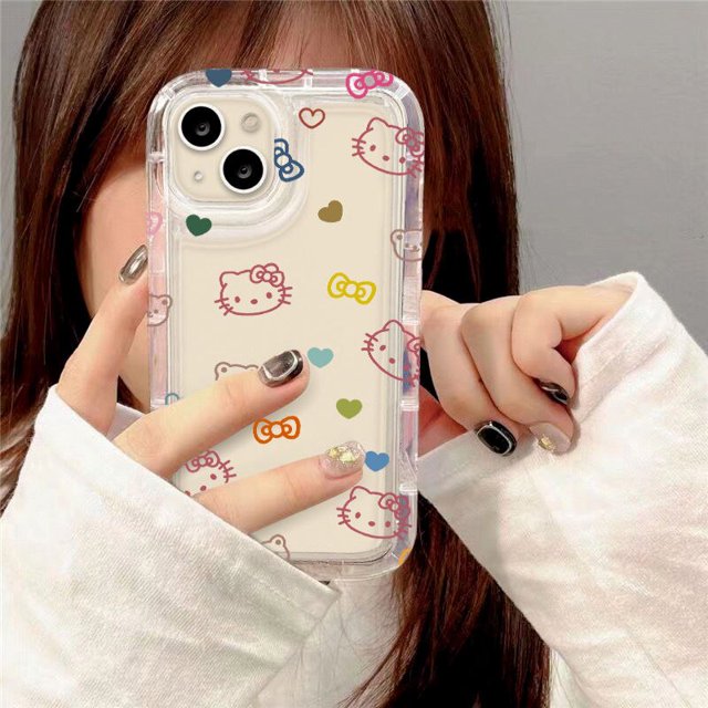 Sanrio-funda de teléfono suave transparente Hello Kitty para Apple, carcasa trasera para iPhone 14, 12, 13, 11 Pro Max, X, XR, XS Max, 7, 8 Plus, SE 2022, Y2K Fivean unisex