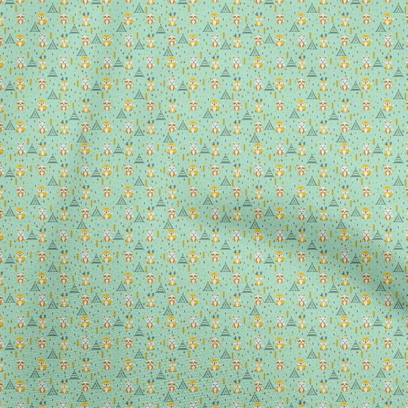 oneOone Cotton Poplin Mint Green Fabric Asian Theme Japanese Dress Material Fabric Print Fabric By The Yard 42 Inch Wide