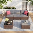 thumbnail image 3 of Patio Furniture Set - Lofka 5-Piece All Weather Wicker Patio Conversation Set with Removable Washable Cushions, Tempered Glass Table, 2 Pillows, Gray, 3 of 10