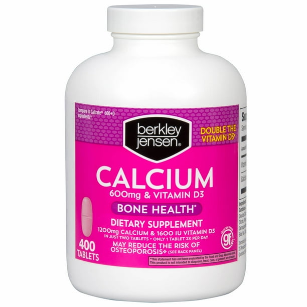 Berkley Jensen 600mg Calcium with 400 IU Vitamin D3 Tablets, 400 ct