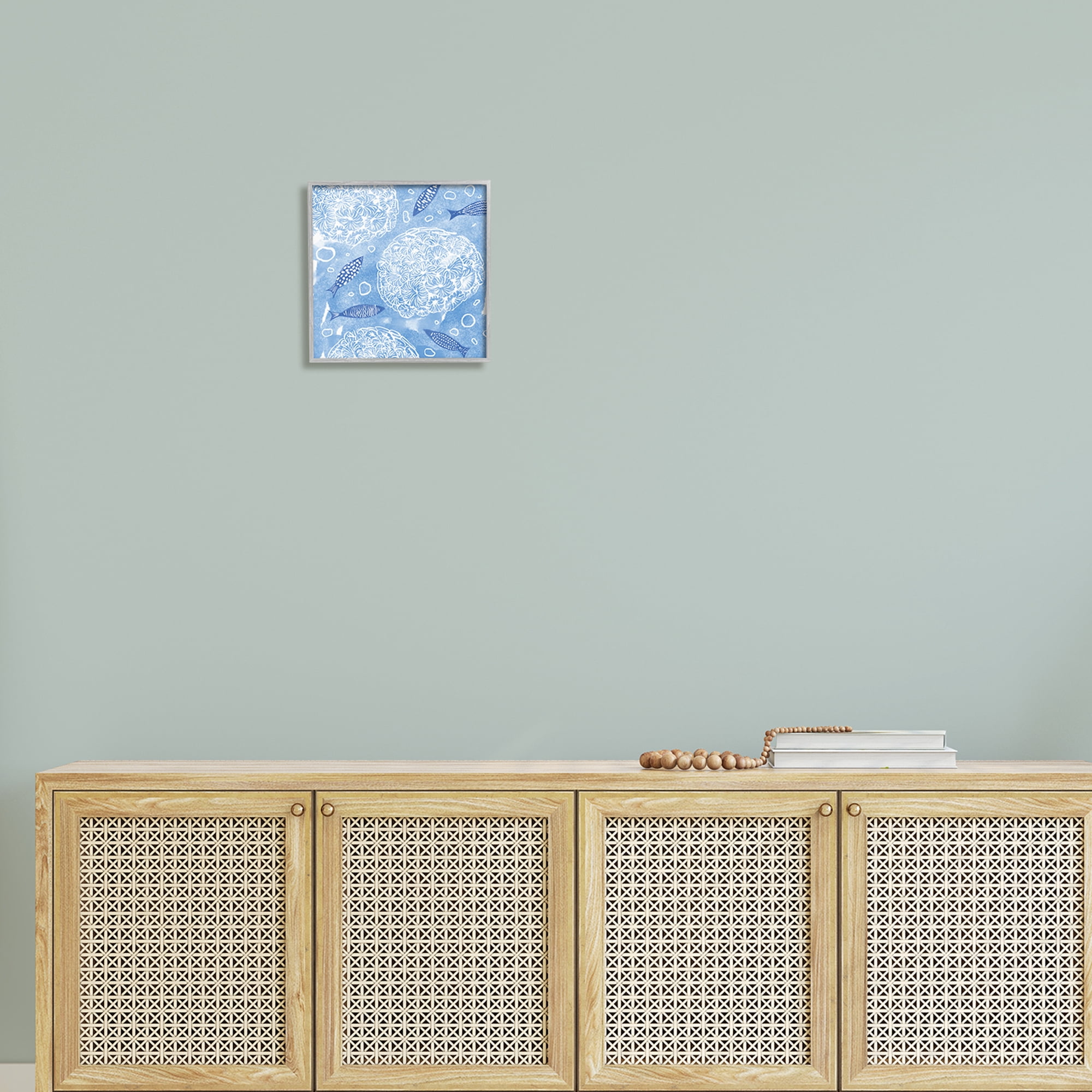 Stupell Industries Fish Swimming Among Sea Life Coral Flowers Bubbles Graphic Art Gray Framed Art Print Wall Art, Design by Ziwei Li