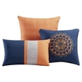thumbnail image 3 of Chezmoi Collection 7-Piece Navy Orange Paisley Floral Embroidery Comforter Bedding Set (King), 3 of 4