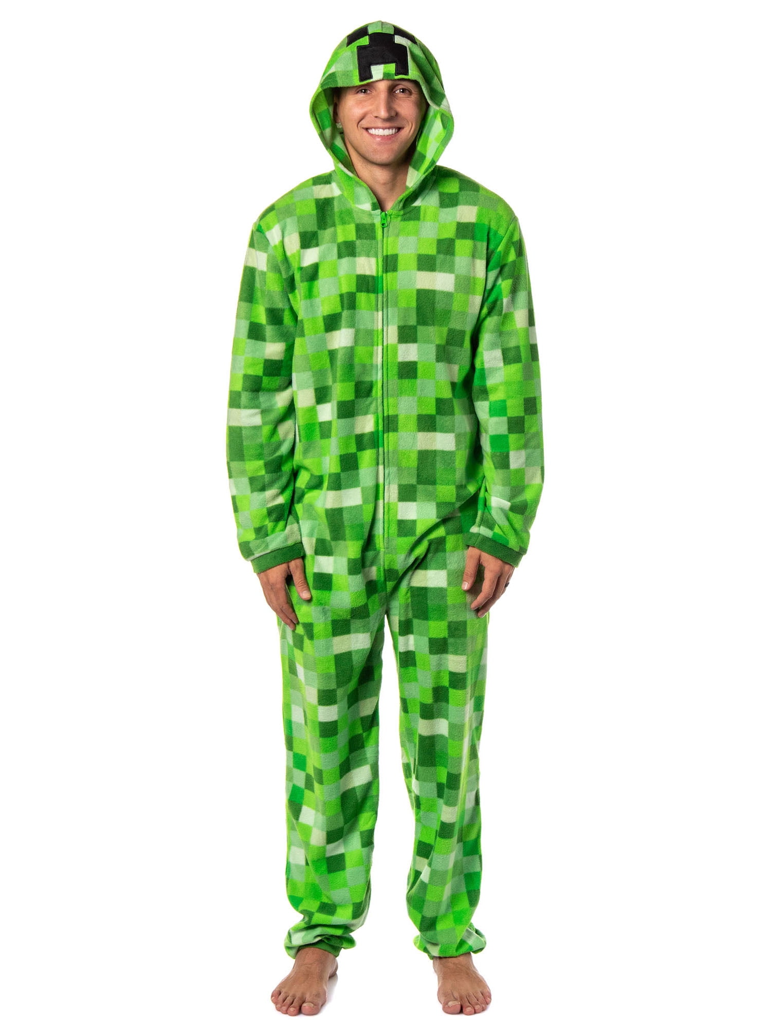 Minecraft Creeper Costume Pajama Outfit One Piece Union Suit