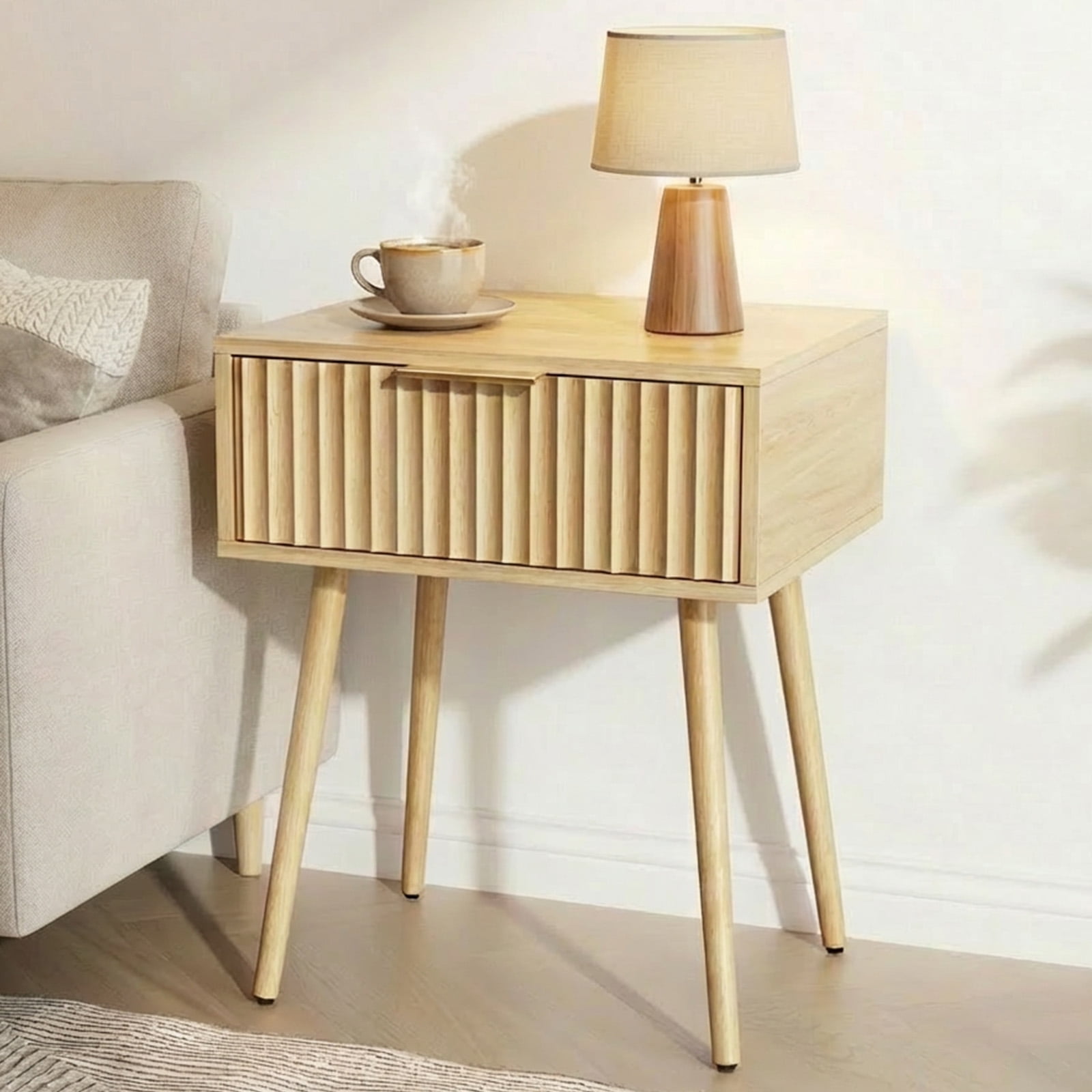 Ktaxon Set of 2 Solid Wood Nightstand,  End Table, Side Side End Table for Bedroom Furniture, Oak