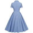 thumbnail image 3 of IBTOM CASTLE Women's Vintage Dress Plaid Floral Cocktail Party Swing Dresses 1950s Retro Gown Wedding Formal A-line Midi Dresses L Blue + White, 3 of 8