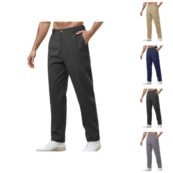 Sweatpants for Men Spring Summer Elastic Waist Straight Leg Relaxed Fit Business Casual Pants Trousers with Pockets