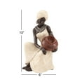 thumbnail image 4 of 6" x 10" Cream Polystone Sitting African Woman Sculpture with Red Water Pot, by DecMode, 4 of 16