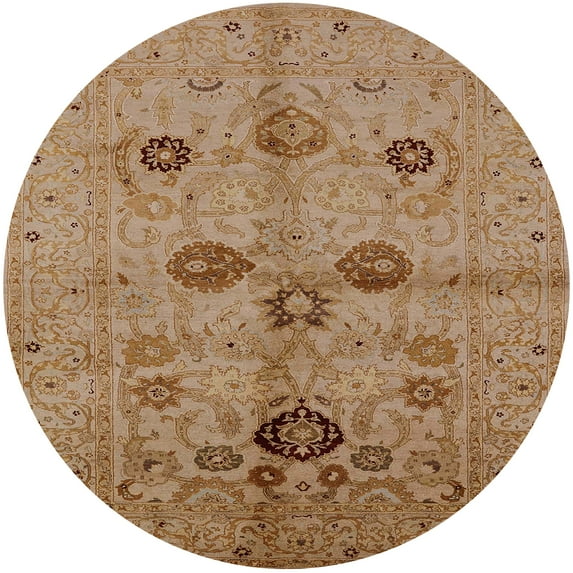 Ahgly Company Machine Washable Indoor Round Industrial Modern Brown Sand Brown Area Rugs, 8' Round