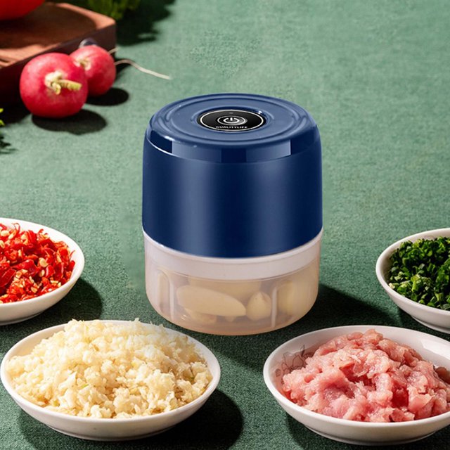 eléctrica de , trituradora de , Mini rebanadora, herramientas de cocina, de verduras, procesador de alimentos portátil para 100ml Azul perfecl Picadora de ajo eléctrica
