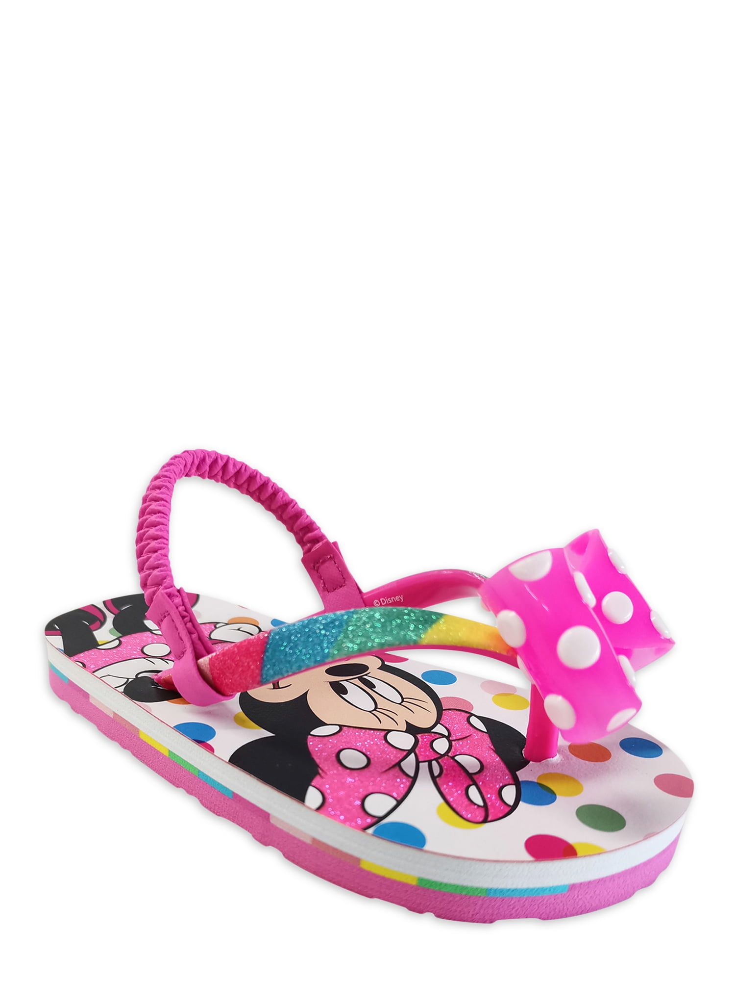 Girls Minnie & Mickey Mouse Kissing pink flip flops size  13/1 NWT 