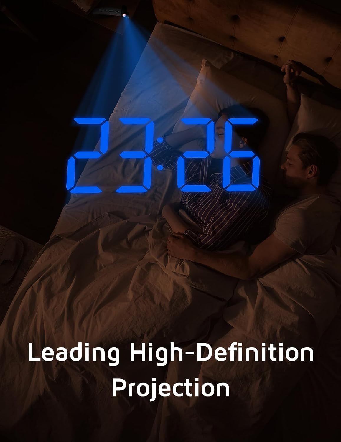 Mpow Projection Alarm Clock, Digital Clock with 180° Rotatable Projector, 3-Level Brightness, Progressive Volume, USB Charger, Battery Backup, 9mins Snooze, 12/24H, Digital Alarm Clock for Bedroom