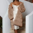 thumbnail image 4 of Abrigo de invierno cálido para mujer, chaqueta acolchada a prueba de viento, parka larga para exteriores, chaqueta acolchada gruesa con capucha de piel sintética, abrigo de invierno de piel, 4 of 6