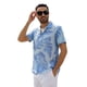 thumbnail image 3 of Jumpingount Hombres Mujeres Camisa de playa hawaiana Solapa abotonada Manga corta Hoja tropical Ropa de secado rápido Camiseta para azul claro Type2 NO2, 3 of 6