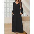 thumbnail image 3 of Mialoley Women Spring Autumn Long Nightgown Solid Color Long Sleeve Button Sleepwear Pajama Dress, 3 of 6