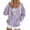 thumbnail image 2 of UAYOTSE Women's Hooded Sweatshirt Casual Soft Brushed Fleece Hoody Drop Shoulder Full Zip Up Hoodie(G218-Light Purple,3XL), 2 of 4