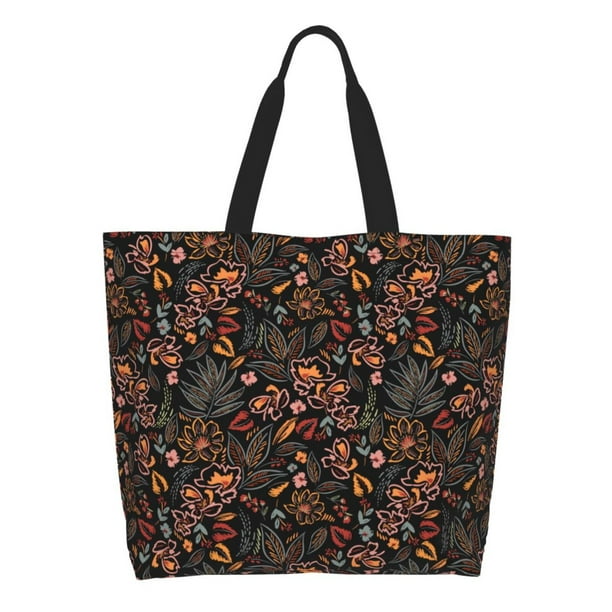 Fotbe Floral Bolsa Tote Estética de Lona con Estampado para Mujer - Bolsa Reutilizable de Hombro Casual para Vacaciones, Compras, Trabajo y Gimnasio