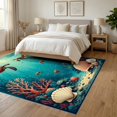 thumbnail image 3 of ODIKA 6'x9' Ultra-Soft Area Rug, Sea Turtle Ocean Animal Design With Nautical Coral Reef Border None Washable, Bare feet friendly, Silk-Touch for Guest Room, Bedroom, 3 of 7