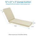 thumbnail image 5 of Millsilo Outdoor Chaise Lounge Cushion, 72" x 21" x 3" Patio Lounge Chair Cushion, Water-Resistant UV-Protected Replacement Cushion with High Density Foam, Beige, 5 of 9