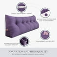 thumbnail image 3 of Rounuo Bed Wedge Pillow for Headboard, Full Triangular Reading Pillow Linen Large Bolster Backrest Support Upholstered Lumbar Cushion Purple 54"x20", 3 of 7