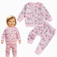 thumbnail image 6 of TOWED22 Toddler Girl Fall Winter Outfits Ruffle Sweatshirt and Flare Pants Clothes Set Baby Girls Long Sleeve Sweatsuits,Pink,6-12 M, 6 of 9