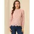 thumbnail image 4 of Blusa de encaje con cuello de volantes Allegra K Manga larga Rosas XL, 4 of 6