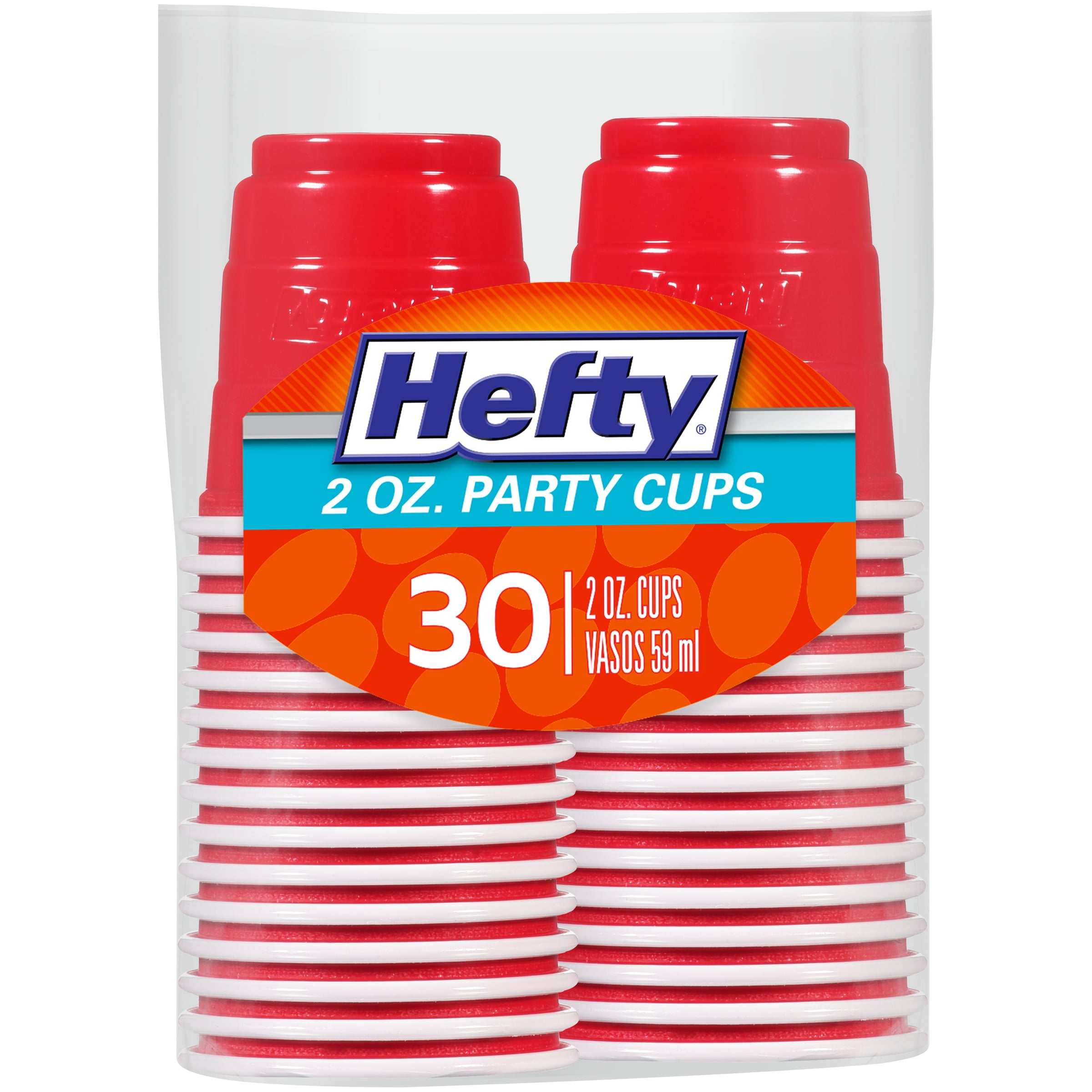 Hefty Red Plastic Party Cups 2 Ounce 30 Count