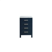 Jacques 20" Navy Blue Side Cabinet, White Carrara Marble Top