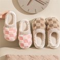 thumbnail image 2 of Kawaii Checkered Slippers Unisex Cute Fluffy Home Slippers Fuzzy Slippers, 2 of 5
