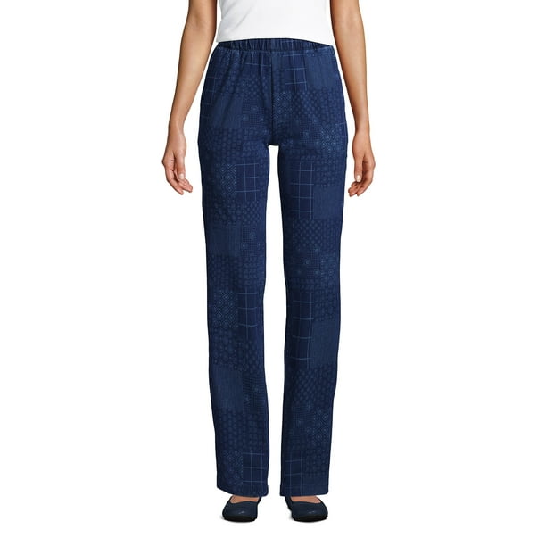 Lands' End Women's Sport Knit Denim High Rise Elastic Waist Pull On