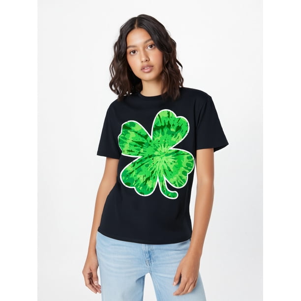 Tie Dye Shamrock Clover St Patricks Day Hippie Women T-Shirt Graphic Tees Short Sleeve Casual Women Camisetas de verano para mujer, manga corta, cuello redondo, casual, lindo, con gráficos, camisetas