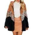 thumbnail image 2 of Abrigo Cálido Borroso Para Mujer, Abrigo Polar Con Capucha Para Mujer Bloques De Color Para Ir De Compras Para Dama ANGGREK Negro M, 2 of 6