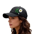 thumbnail image 5 of Hand Embroidered Floral Baseball Cap, Trucker Style Adjustable Snapback for Men and Women, Breathable Sun Hat for Outdoor, Daily Wear, Fishing, and Travel Black, 5 of 5