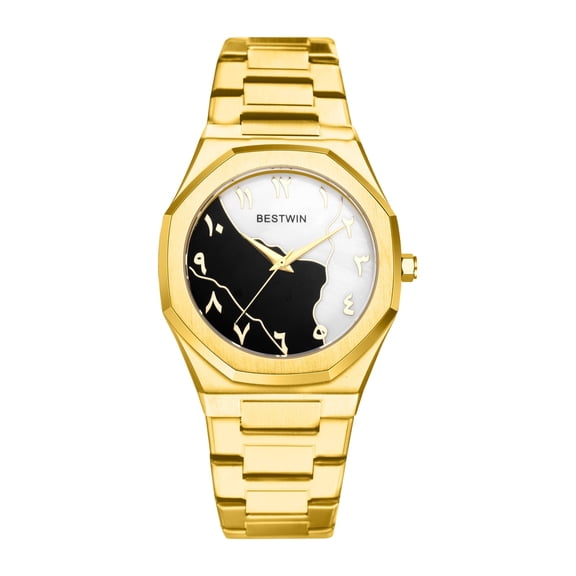Avaner Men's Analog Quartz Watch: Octagonal Case Watch with Artistic Digital Scale, Color Block Dial, and Stainless Steel Strap - Christmas Gift