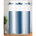 thumbnail image 2 of No Hook Shower Curtains, Lake Blue White Ombre Stall Bathroom Curtain with Snap in Liner, Retro Minimalist Gradient Art Waterproof Washable Fabric Bathroom Shower Curtain Sets, 48" x 72", 2 of 7