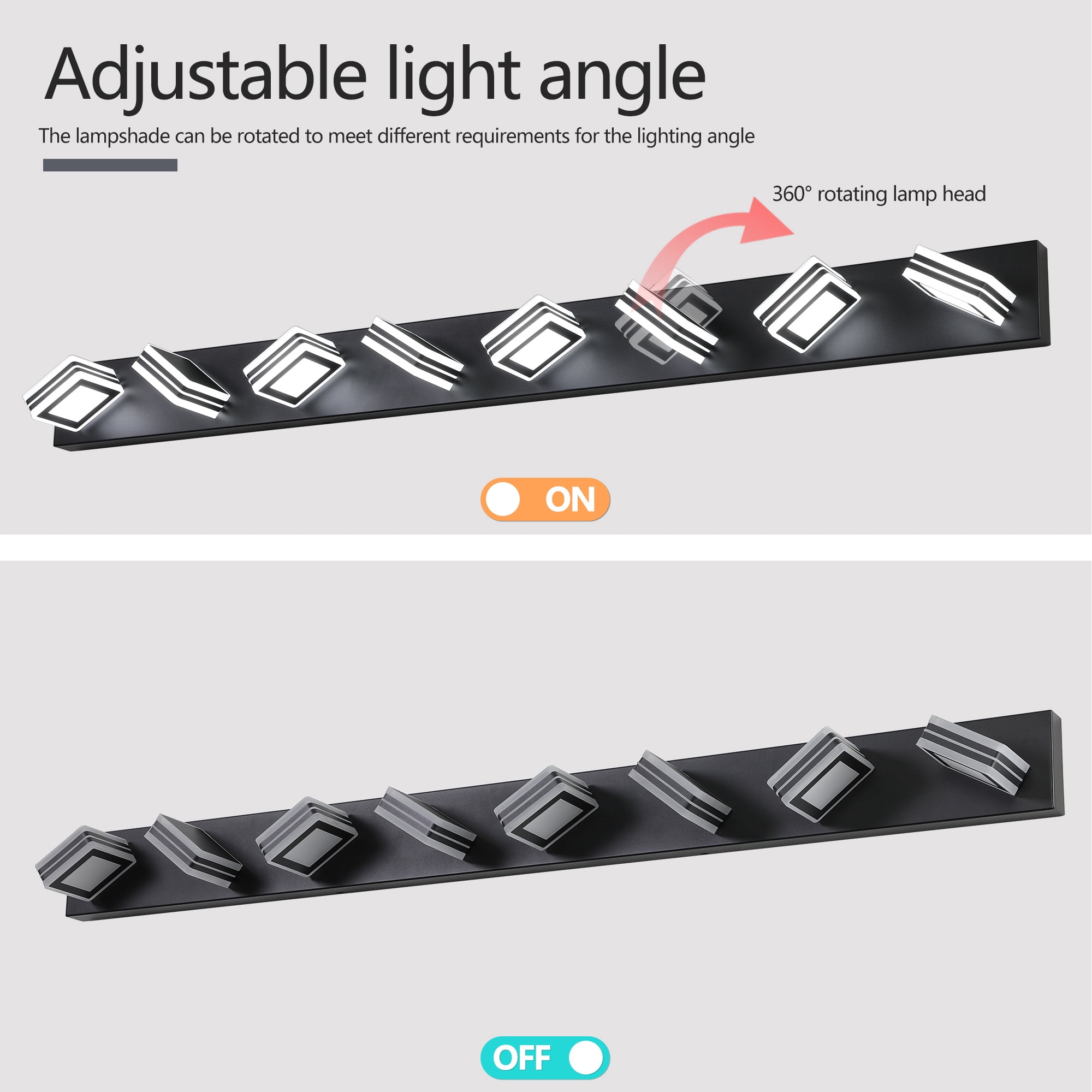 Miniyam LED Bathroom Vanity Light, 8-Light Modern Hardwired Wall Fixture over Mirror, Cool White